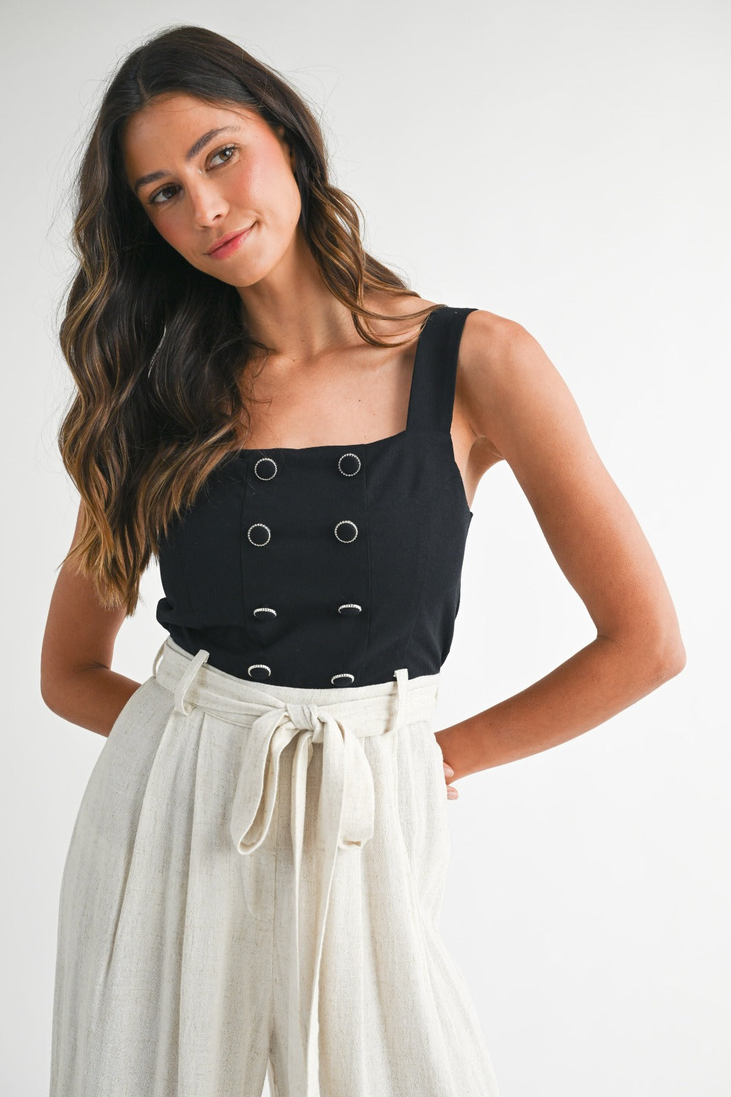 Black and beige jumpsuit