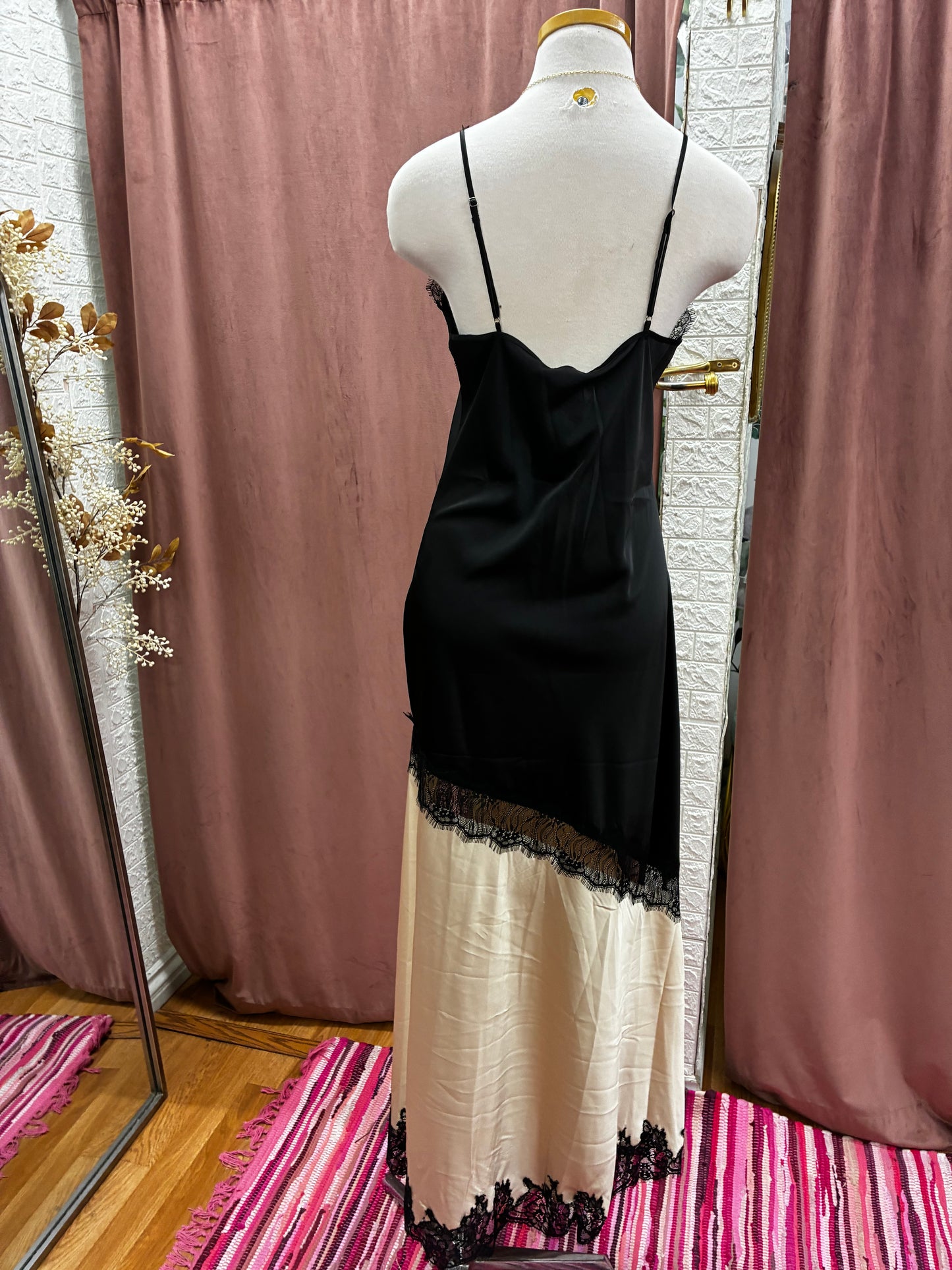 Black with beige long dress