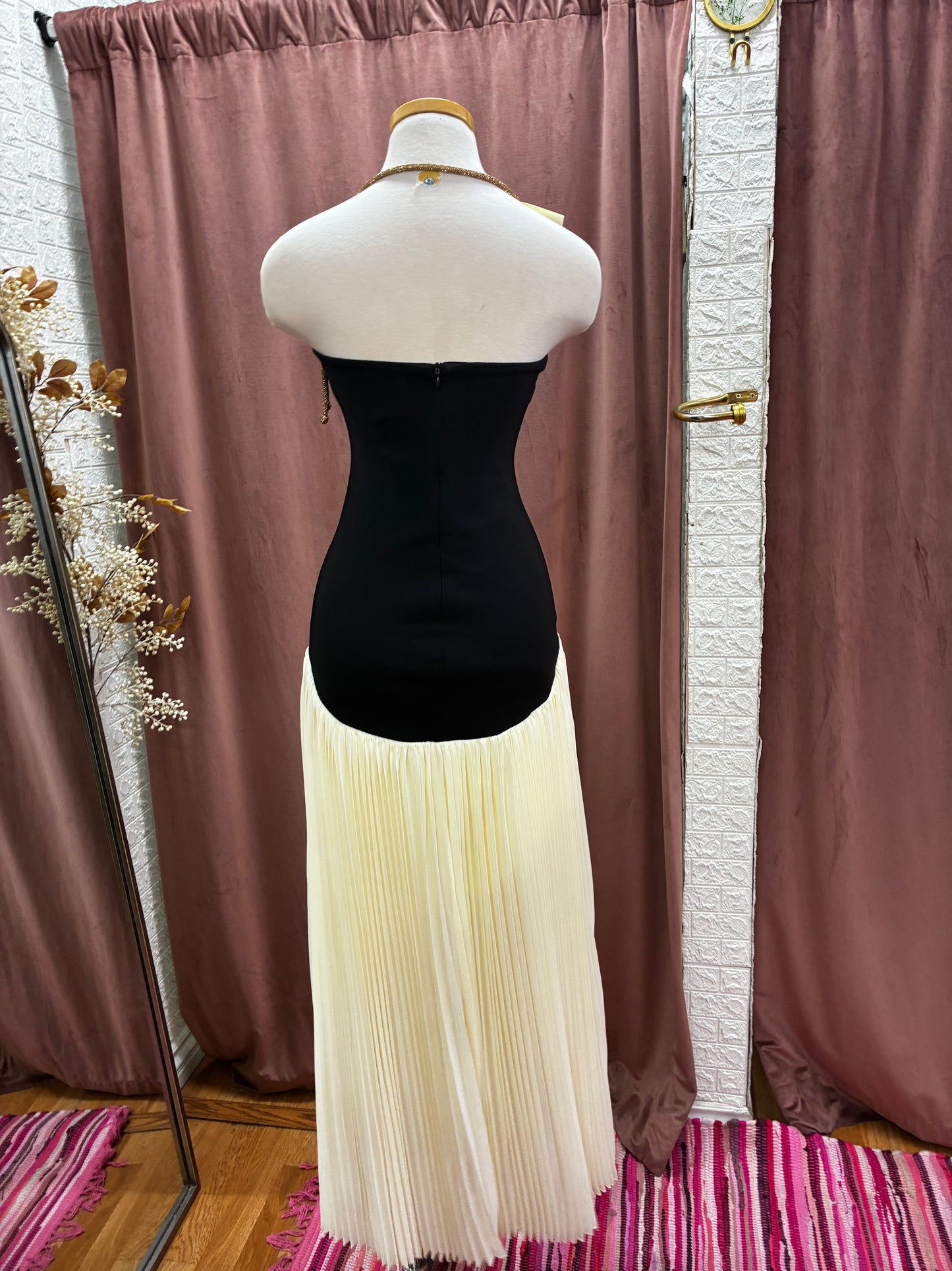 Black and beige dress