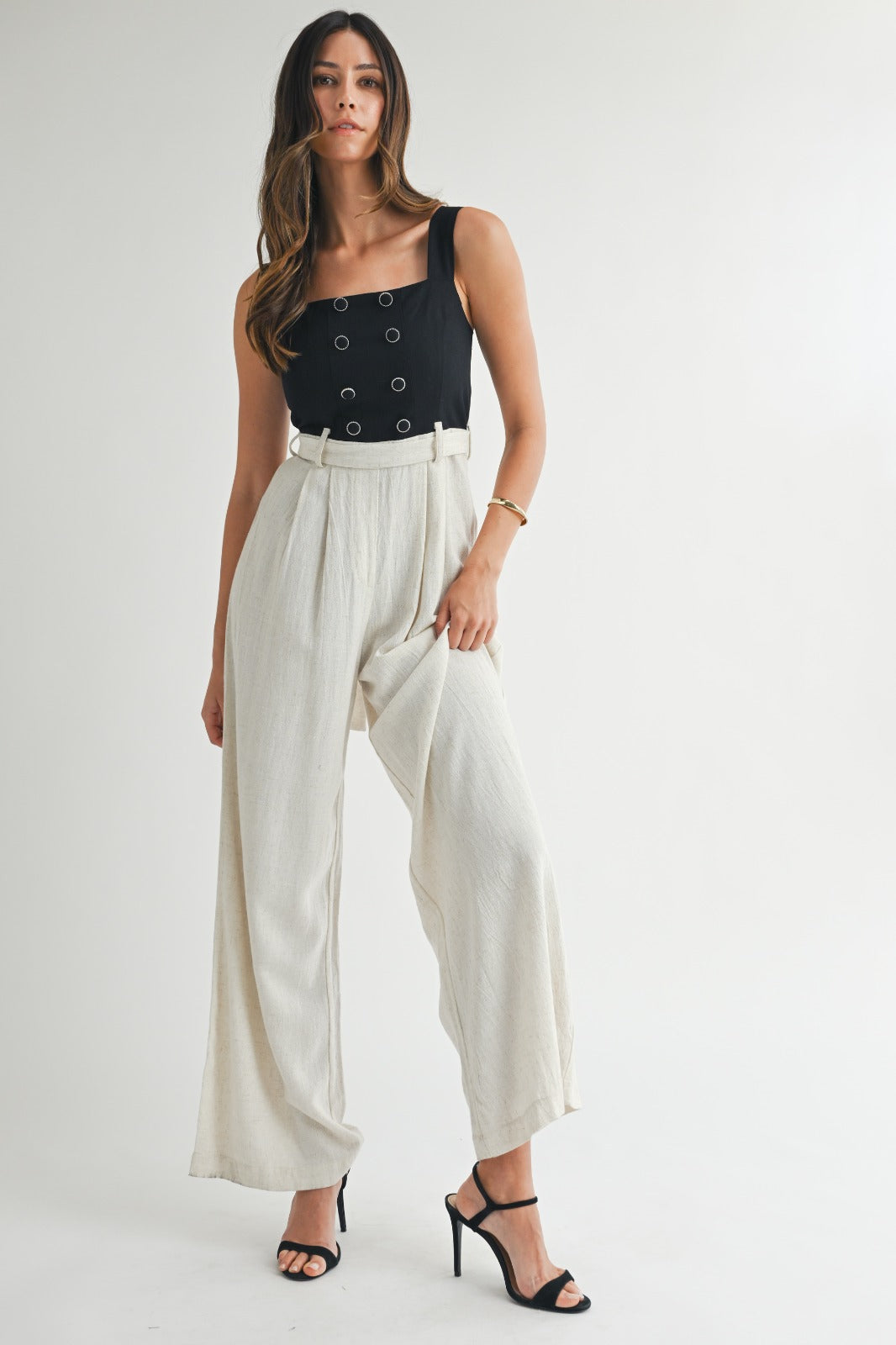 Black and beige jumpsuit