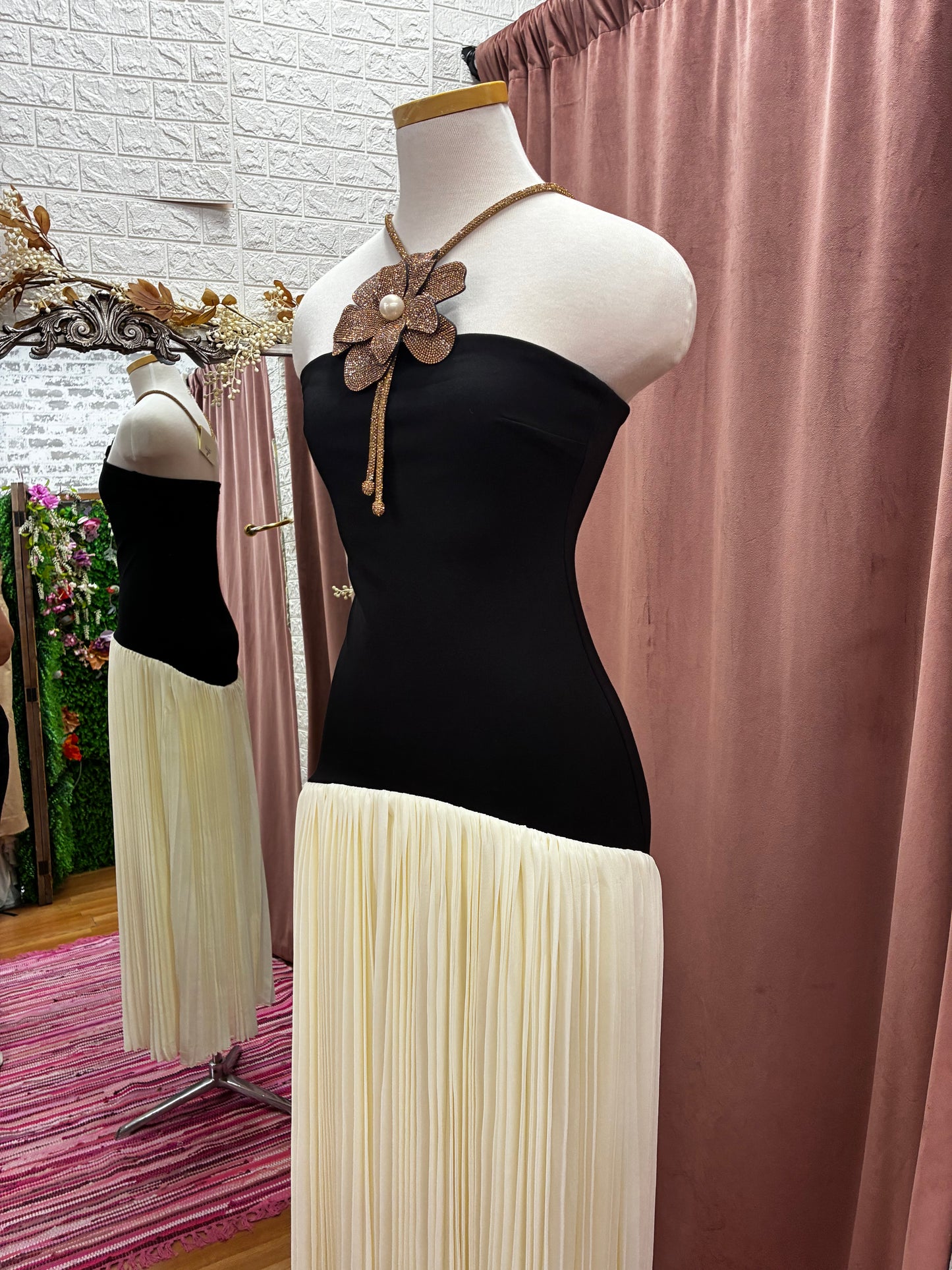Black and beige dress