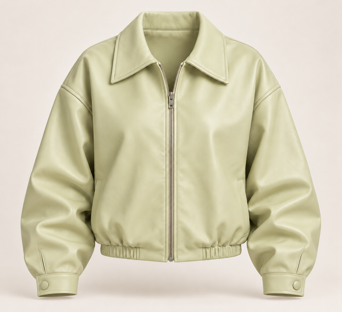 Pistachio-green vegan leather.