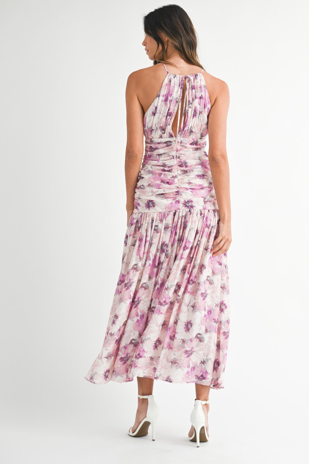 Purple flowers long dress