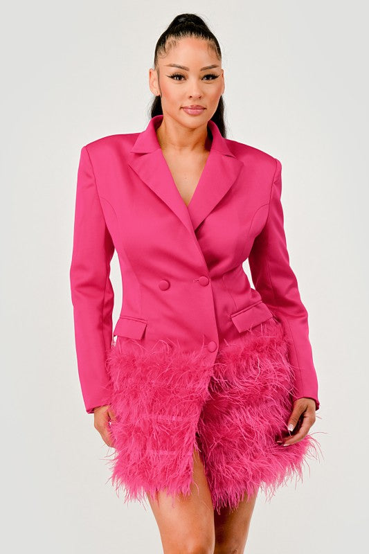 “Iconic Rose” Feather Blazer Dress