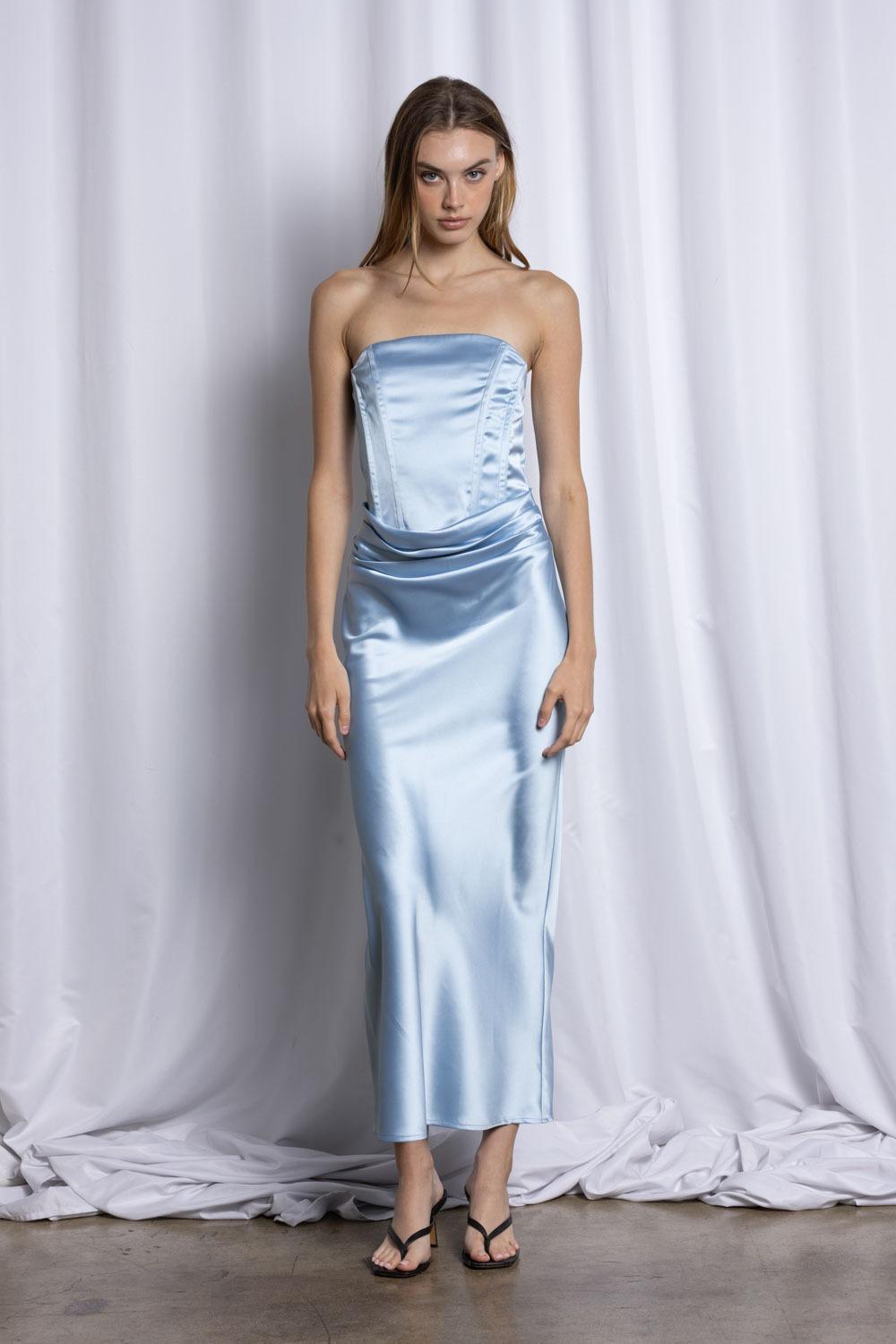 Odette Ruched Satin Dress
