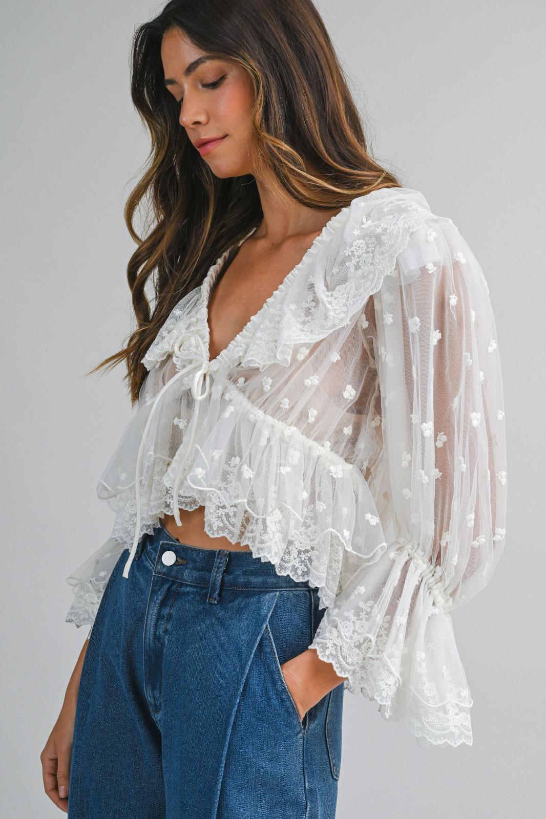 The Tulle Garden Bow Blouse