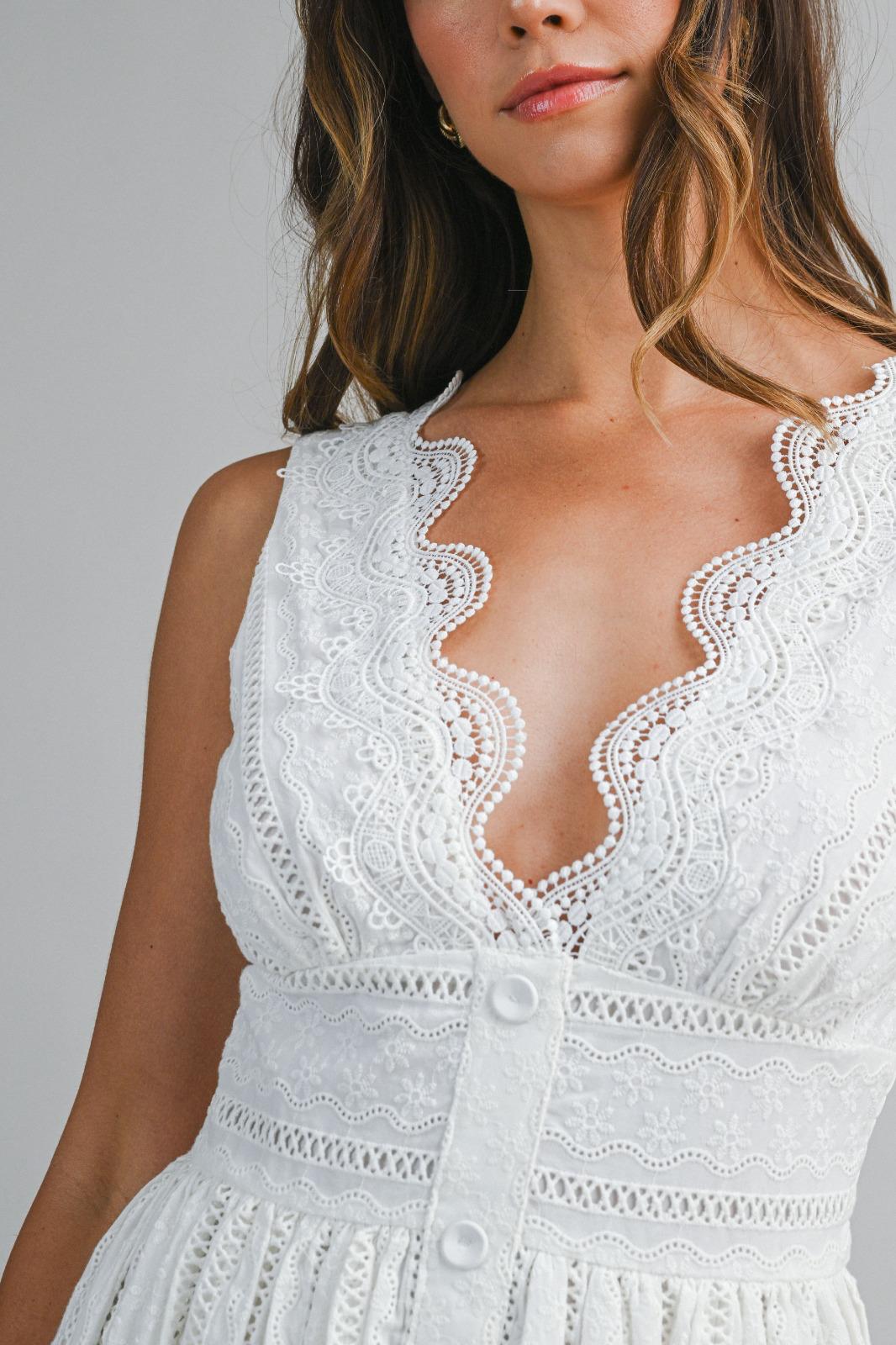 The White Broderie Plunge Midi