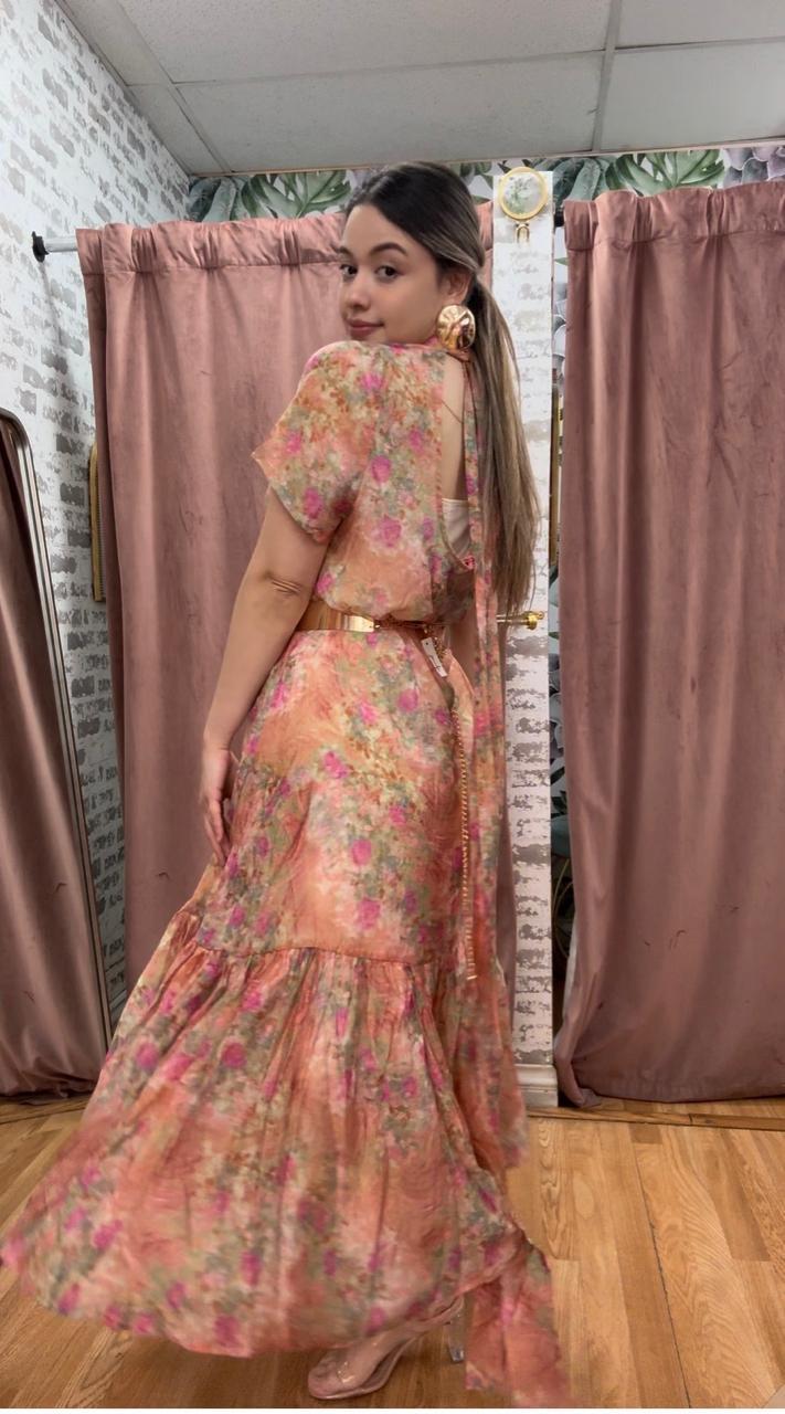 Golden Hour Floral Tiered Dress