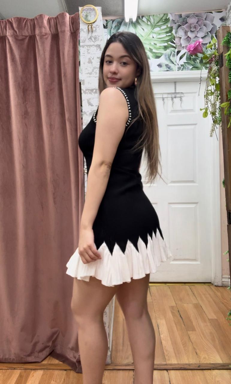 Black & White Flame Hem Dress