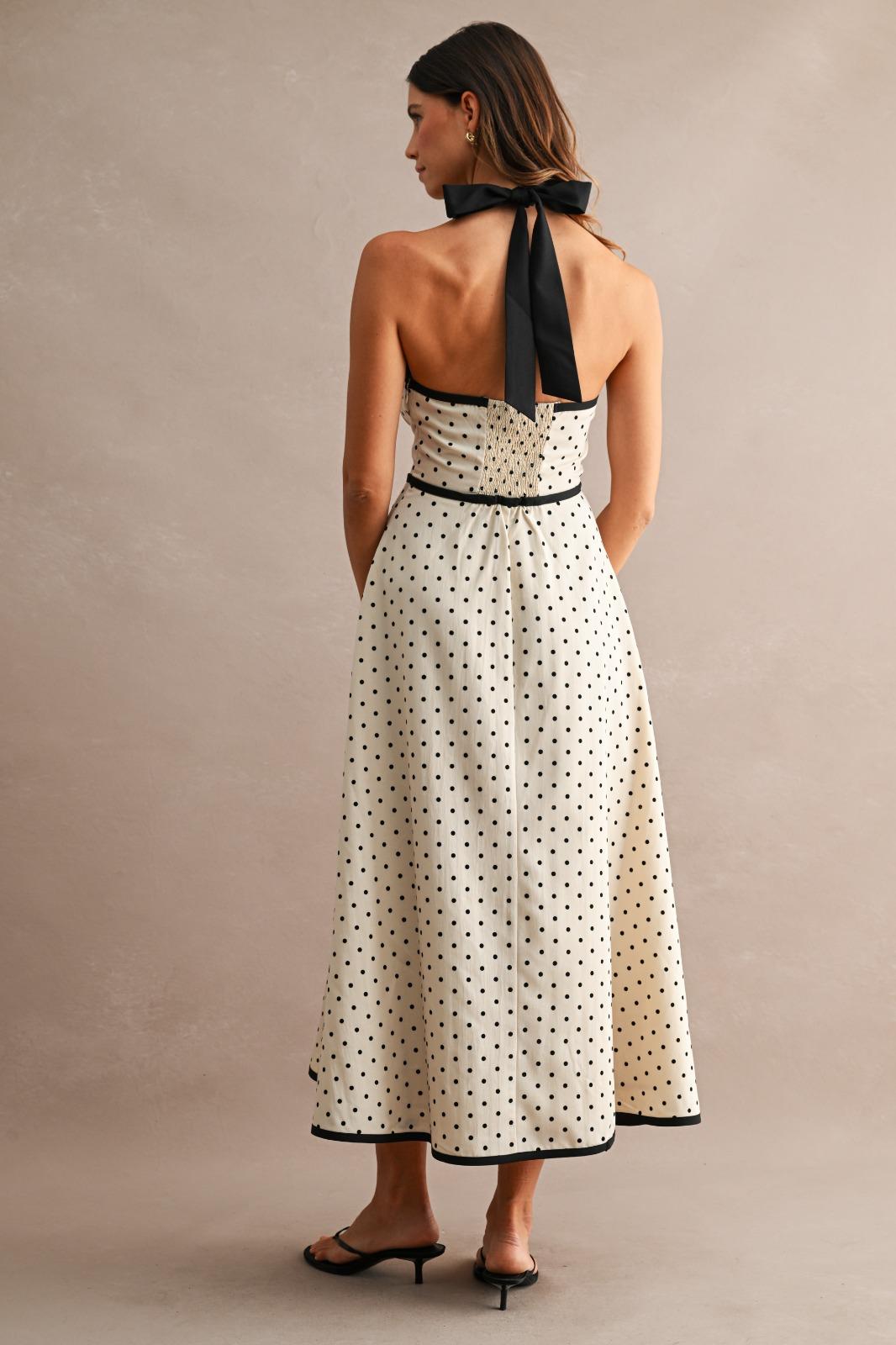 Polka Dot Halter Bow Dress