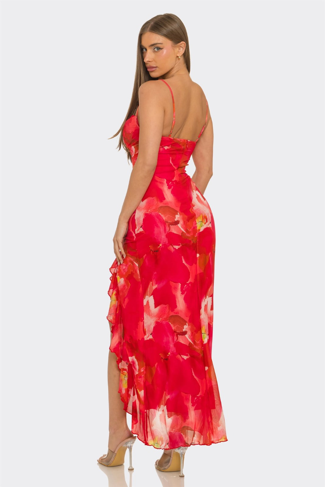 Watercolor Bloom Slit Gown