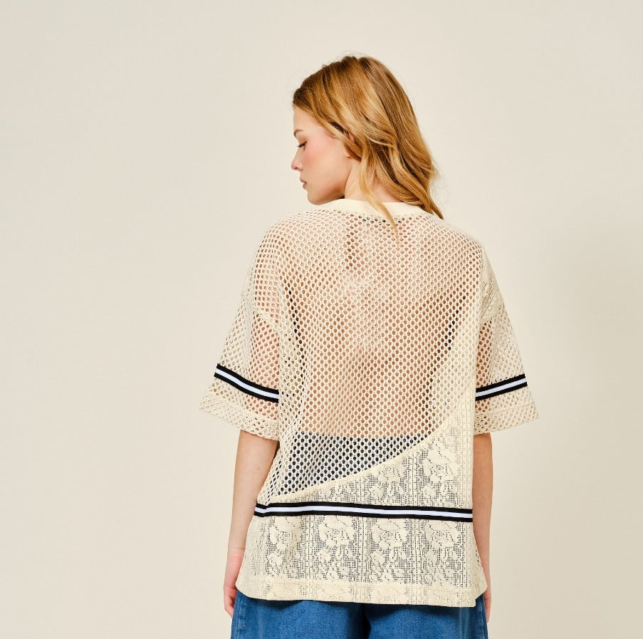 Varsity Crochet Mesh Tee