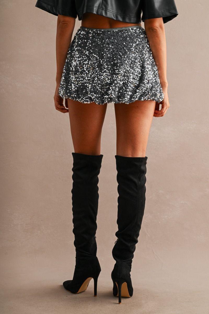 Sequin Flare Mini Skirt