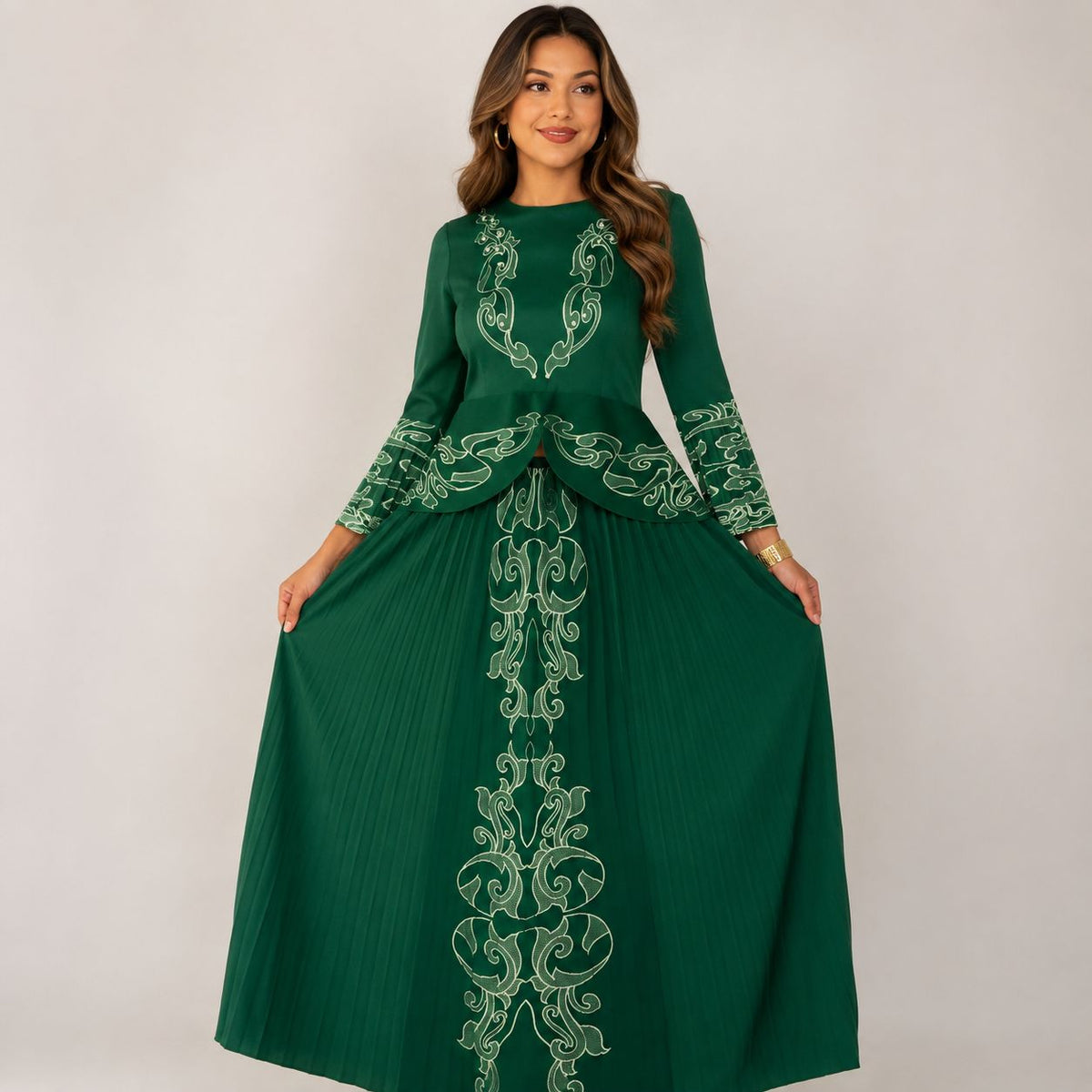 Emerald Baroque Peplum Gown