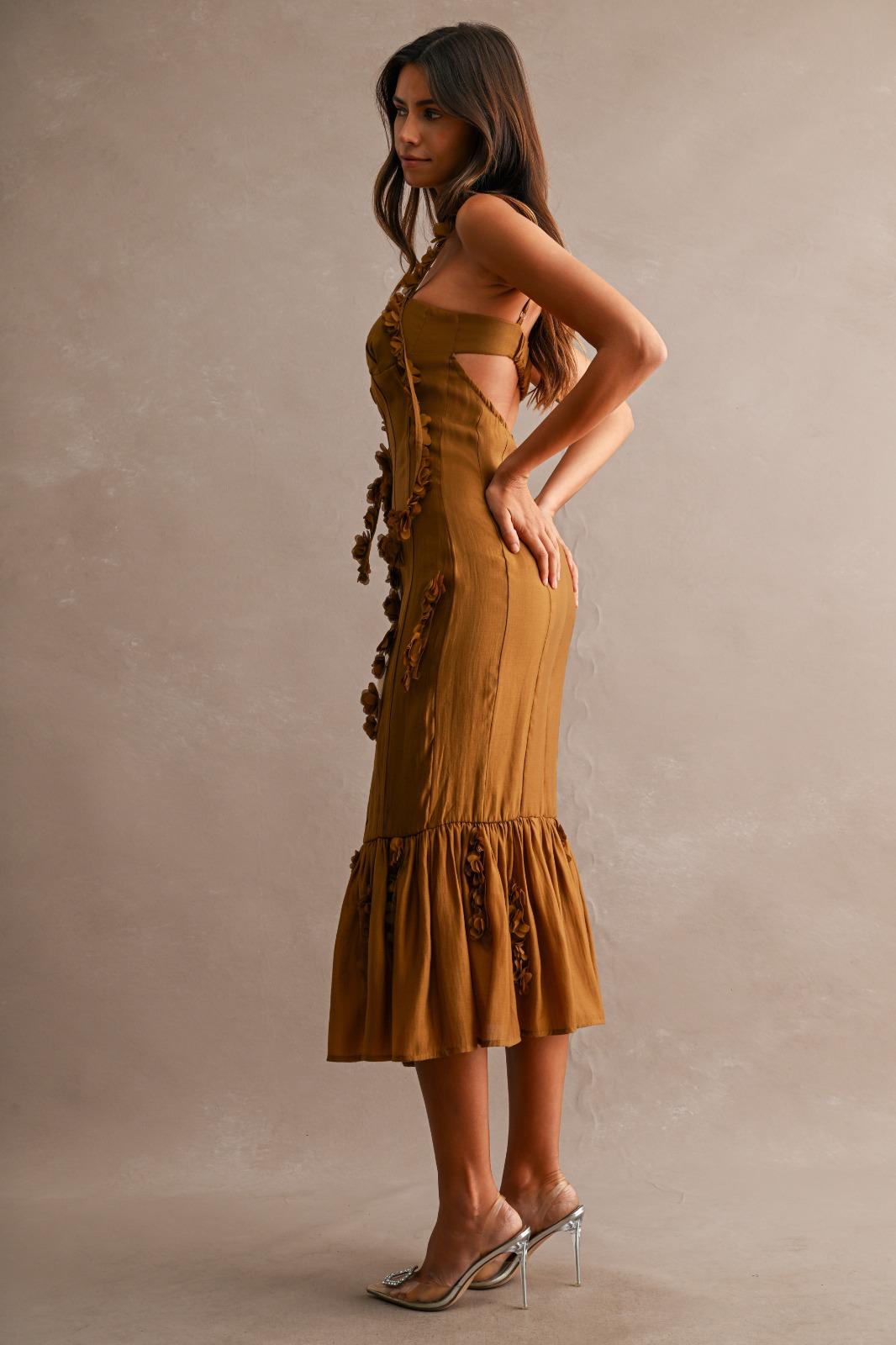 Bronze Bloom Corset Dress