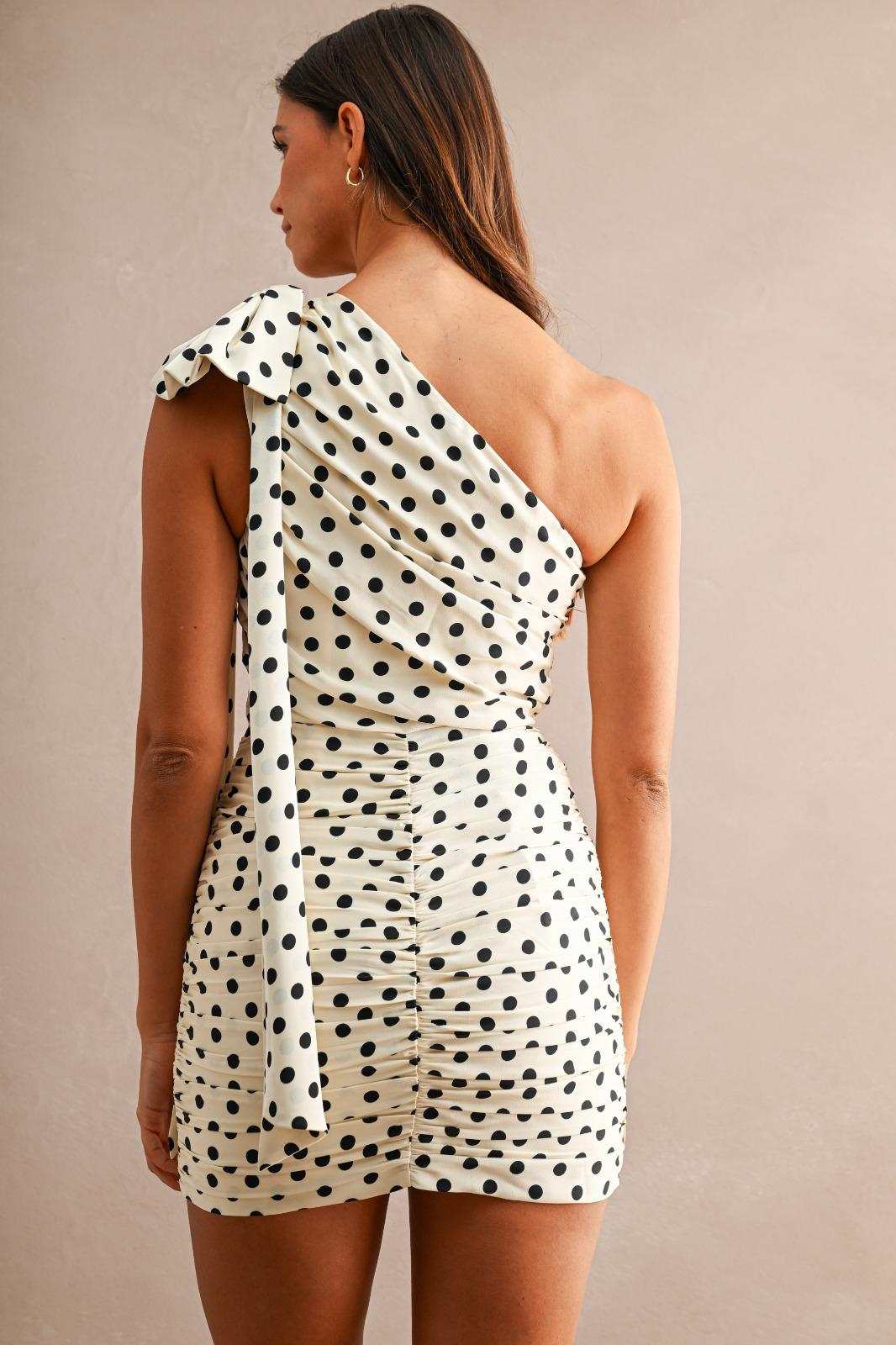 Bow Shoulder Polka Dot Mini