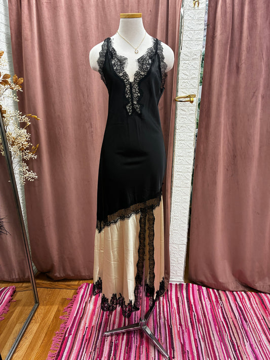 Black with beige long dress