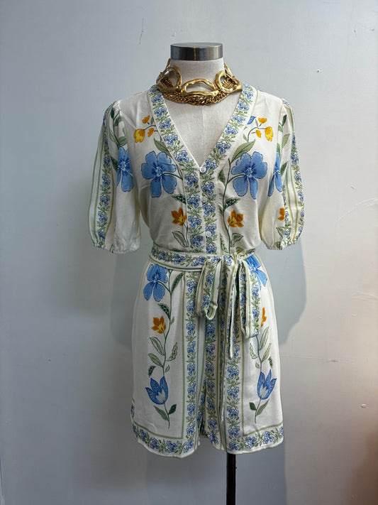Jumpsuit with blue flowers 💙🧡