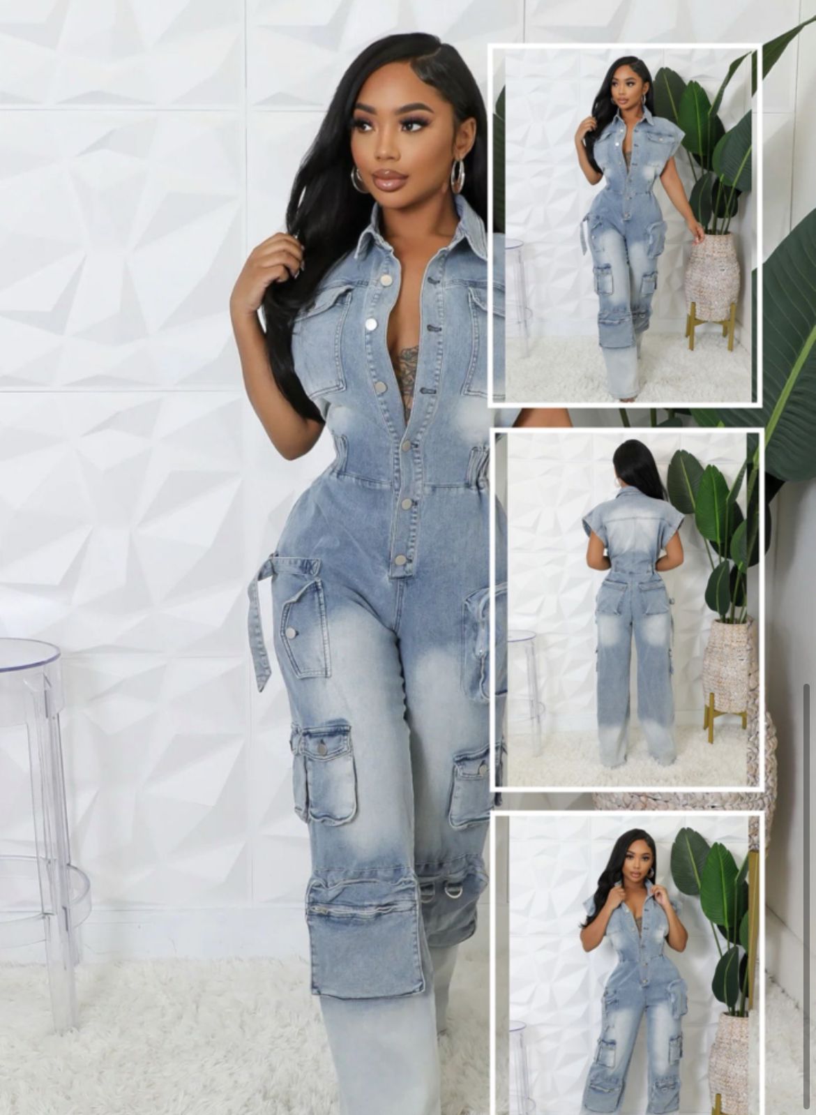 Urban Stretch Denim Jumpsuit