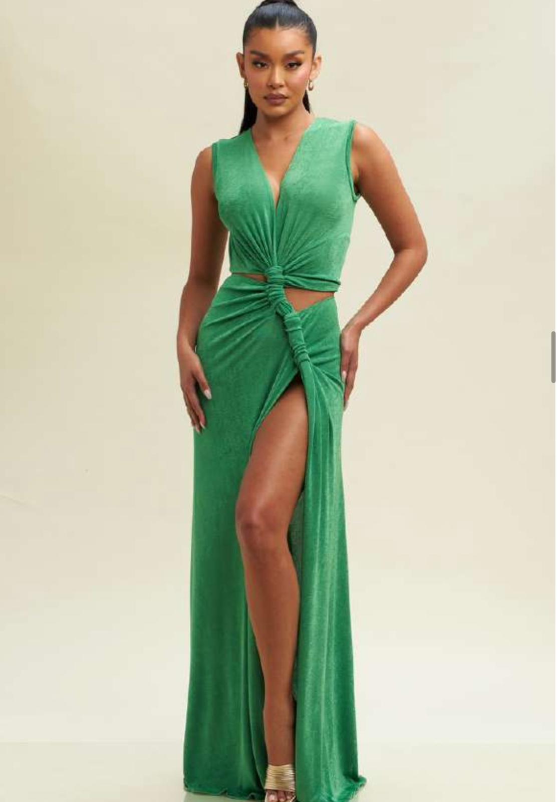 Glamorous green evening dress