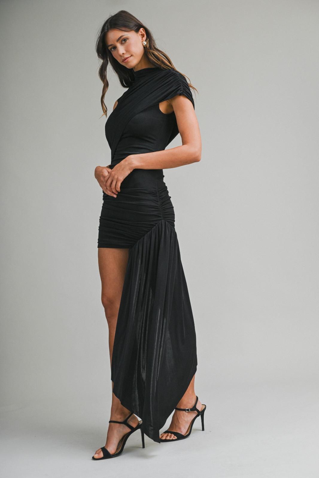 Midnight Muse Draped Mini Dress