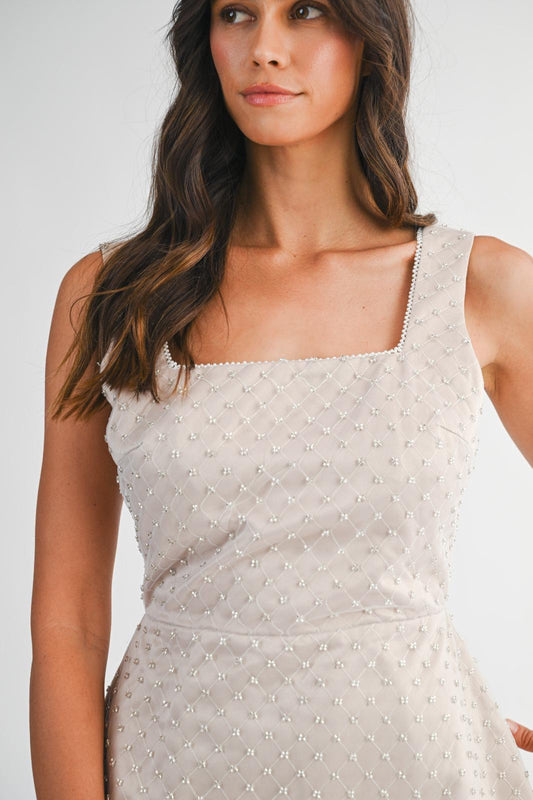 The Pearl Grid Mini Dress