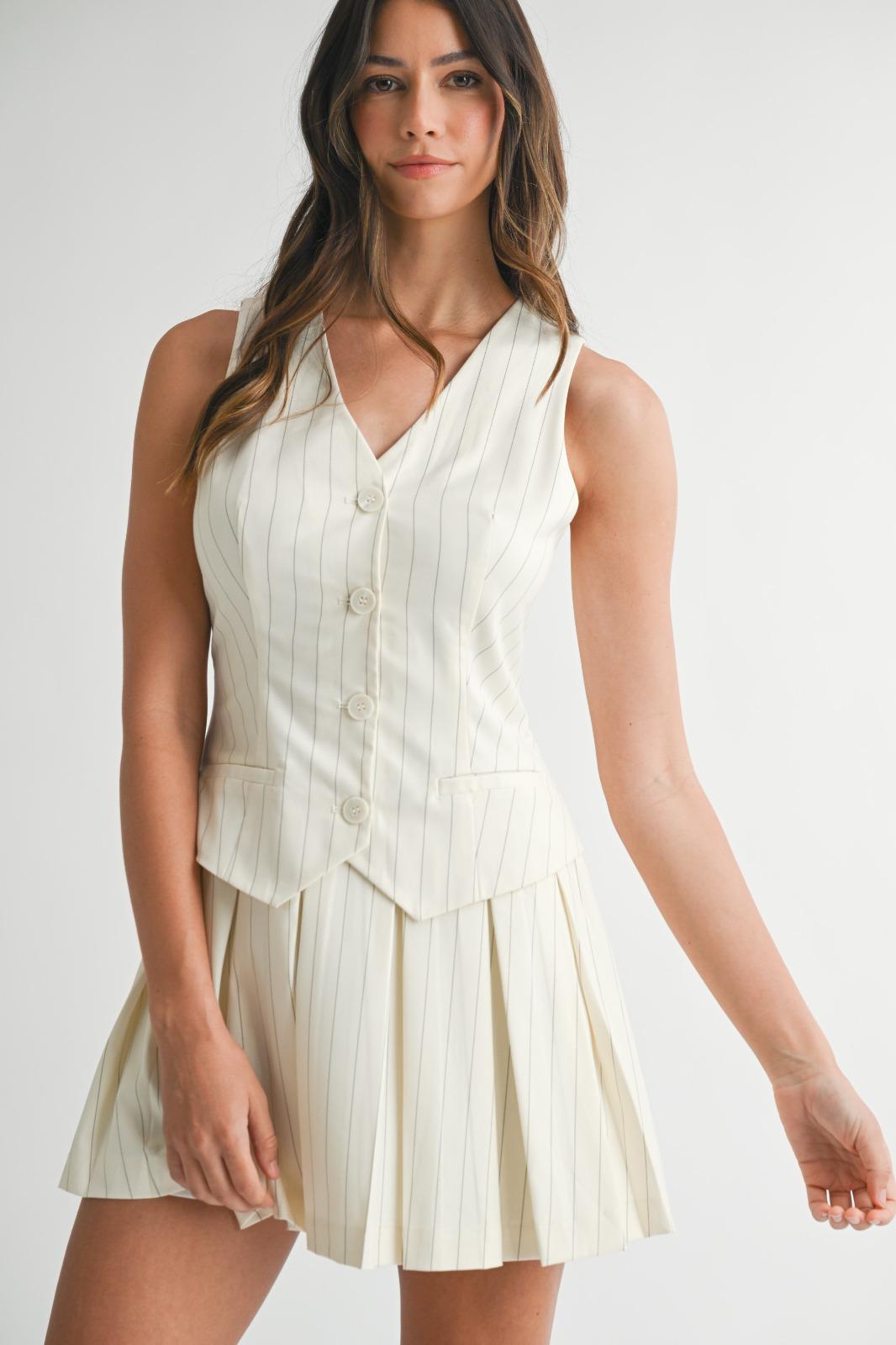Camille Pinstripe Vest Set