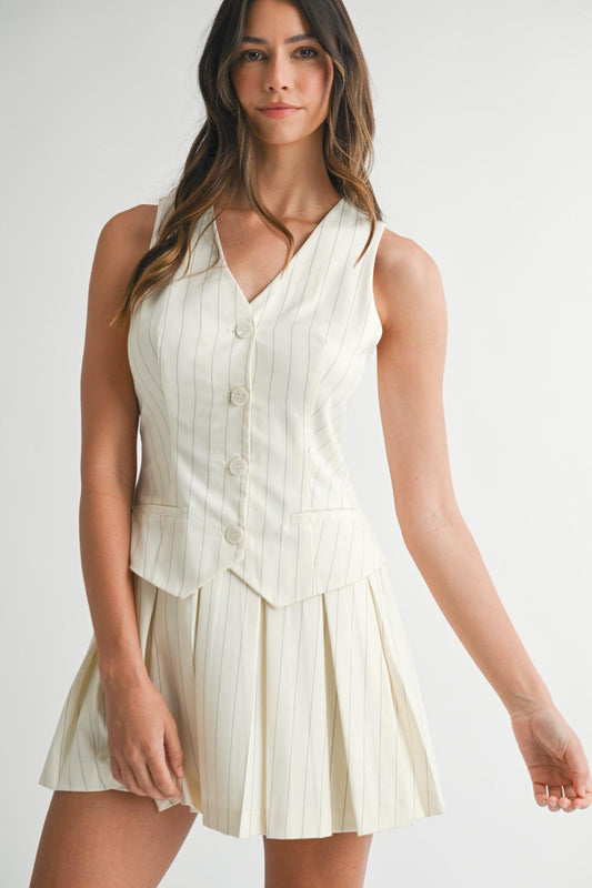 Camille Pinstripe Vest Set