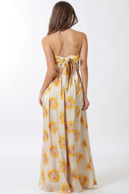 Marigold Blossom Satin Maxi