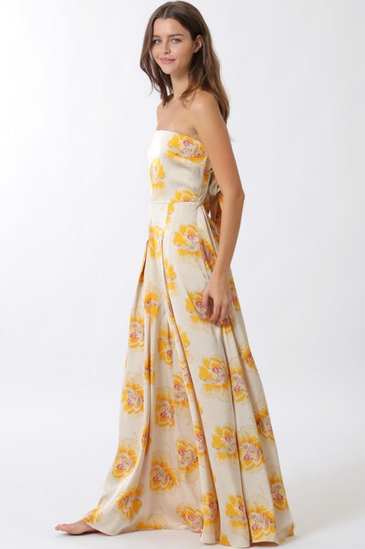 Marigold Blossom Satin Maxi