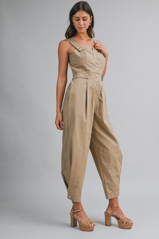 Aria Button Down Twill Romper
