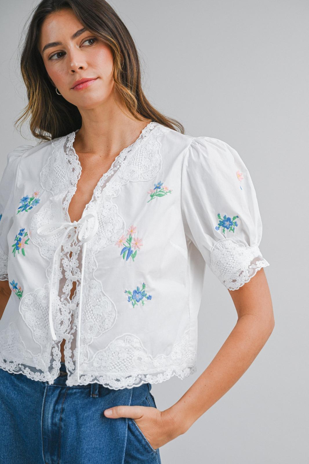The Countryside Lace Bow Blouse