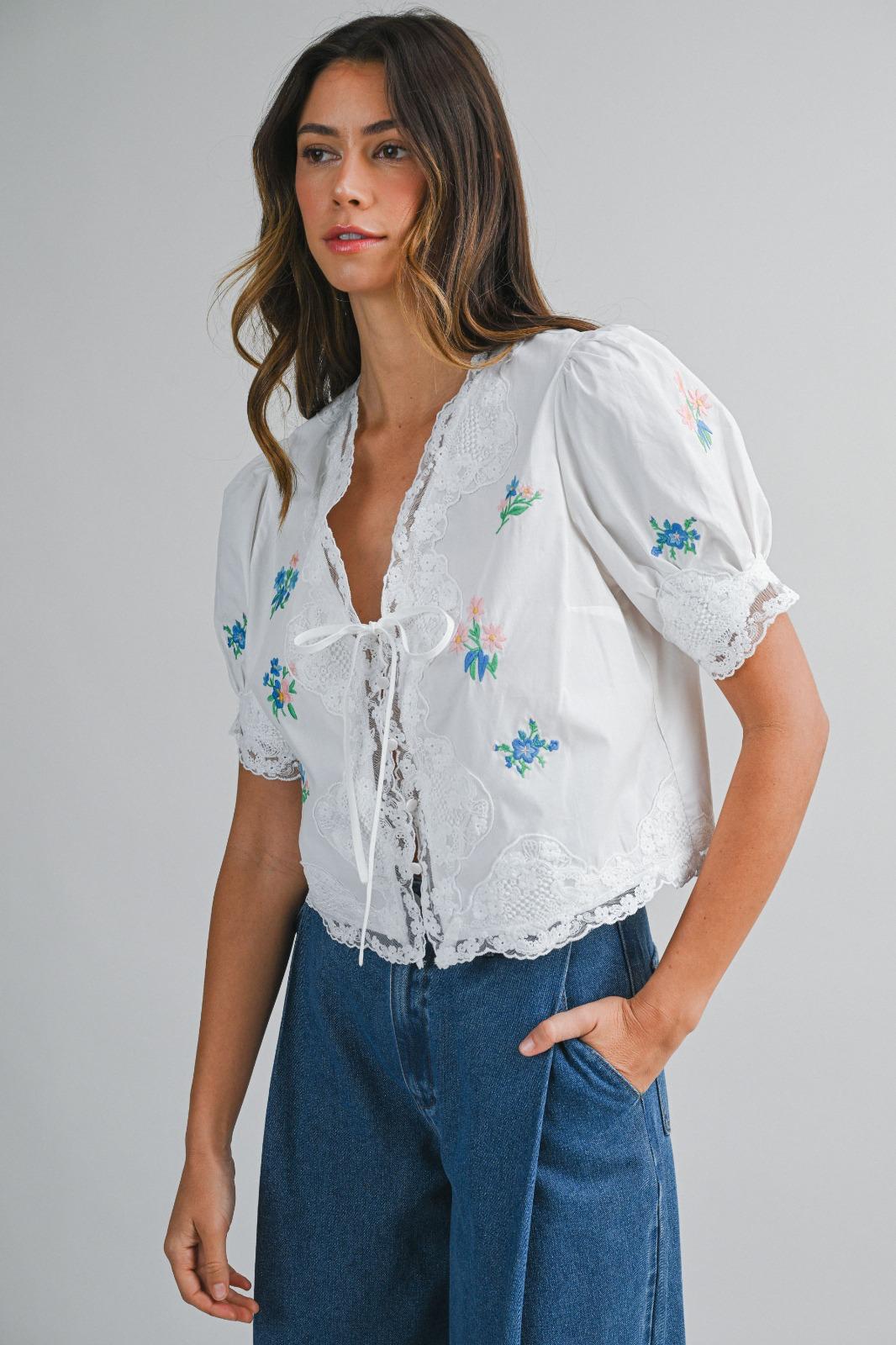 The Countryside Lace Bow Blouse