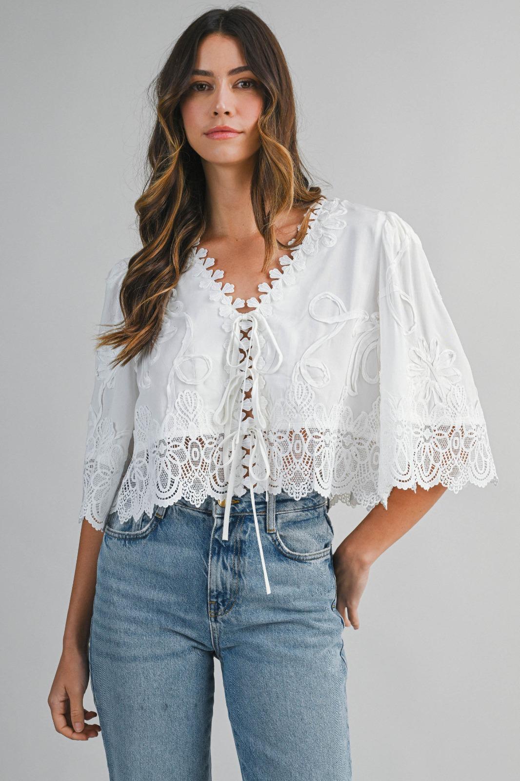 The Ibiza Lace Up Broderie Top
