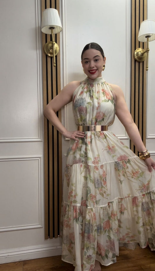 Garden Reverie Tiered Halter Dress