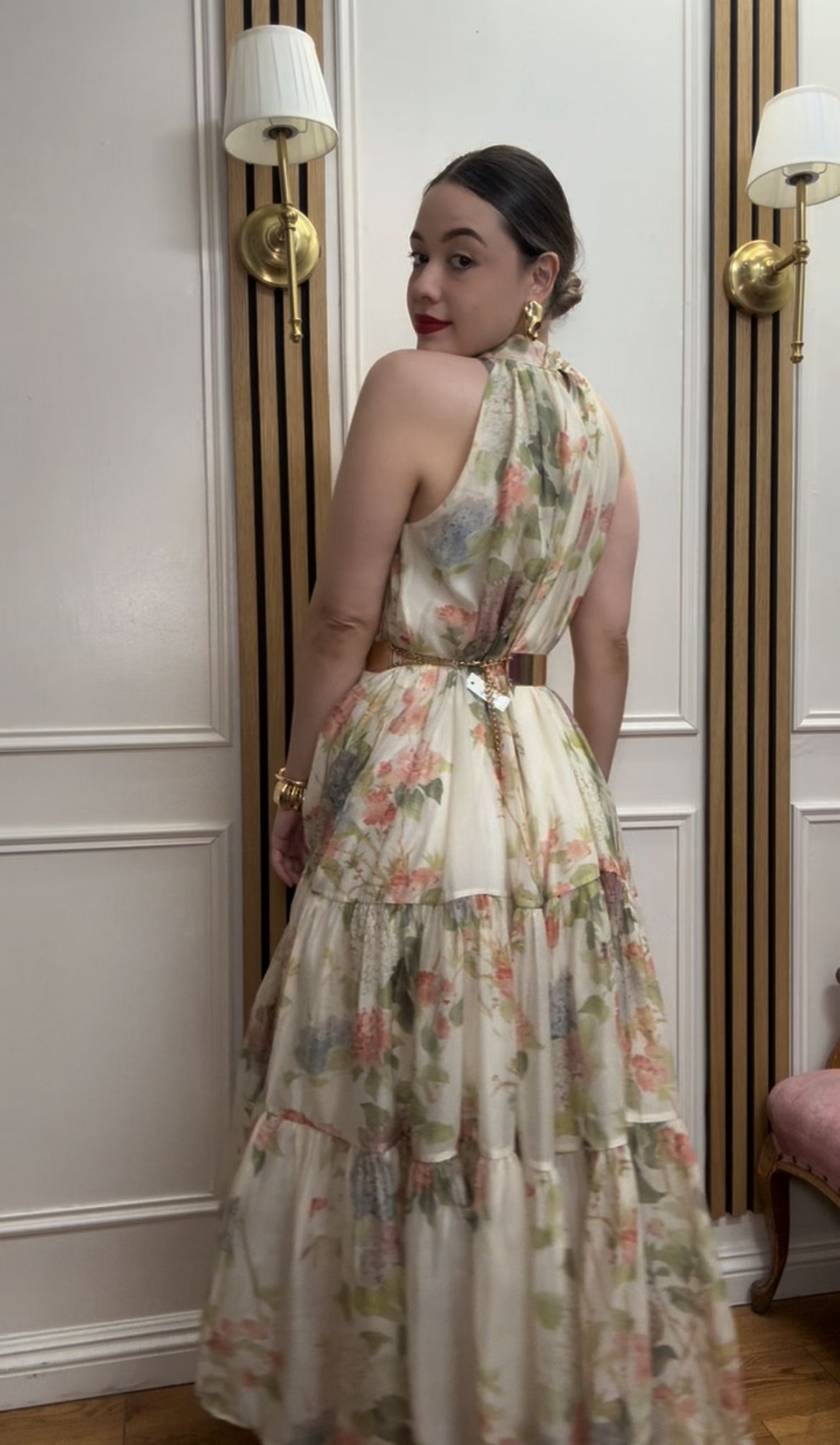 Garden Reverie Tiered Halter Dress