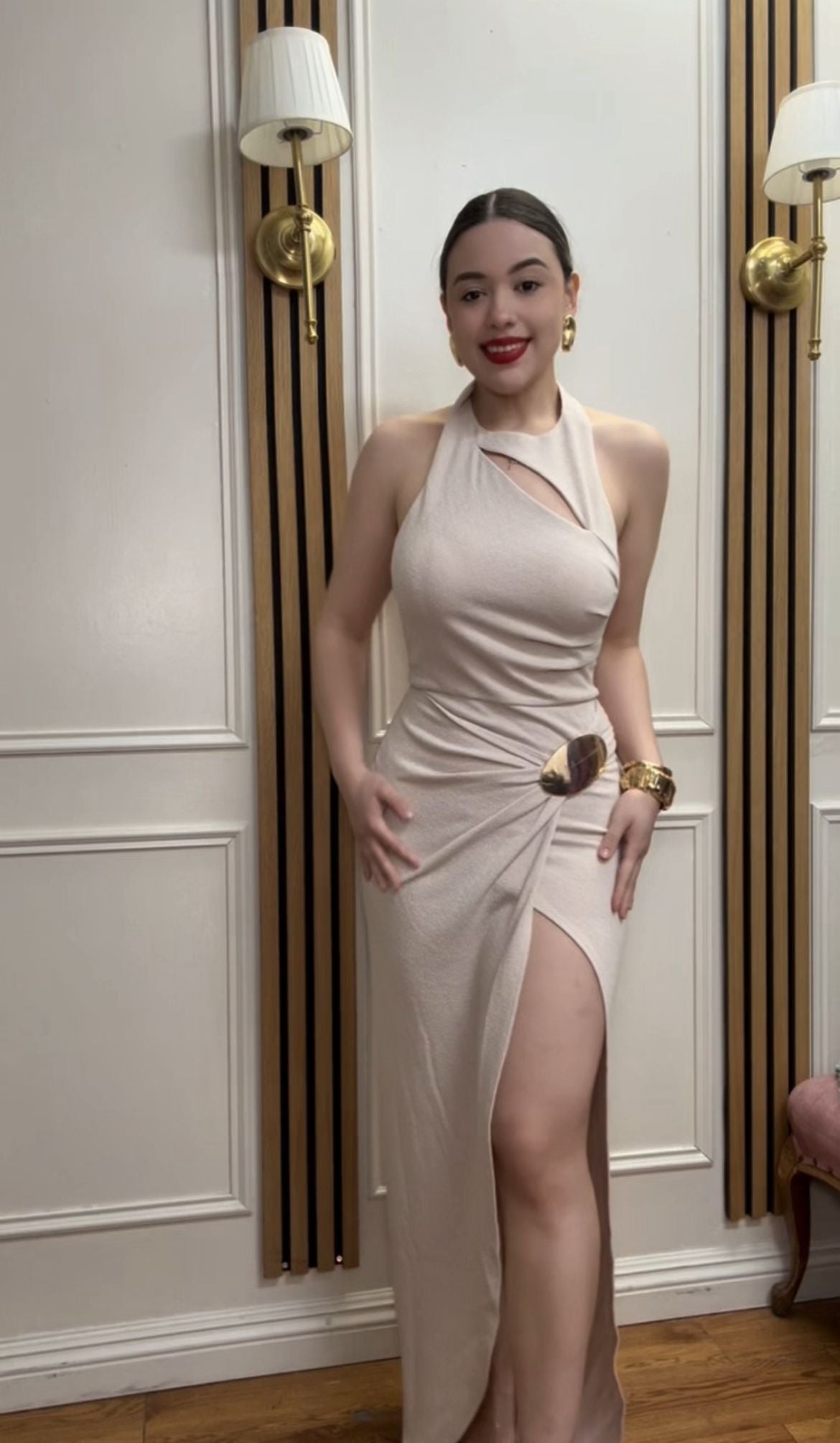 The Nude Lurex Halter Wrap Maxi