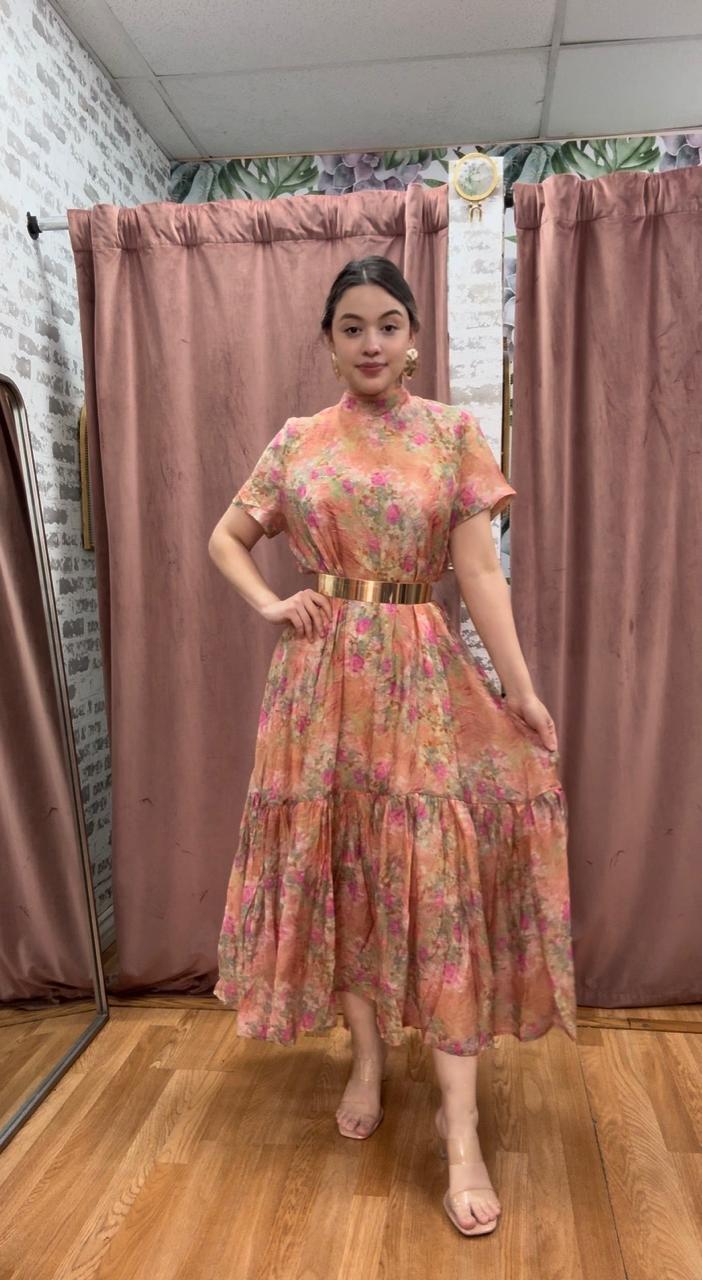 Golden Hour Floral Tiered Dress