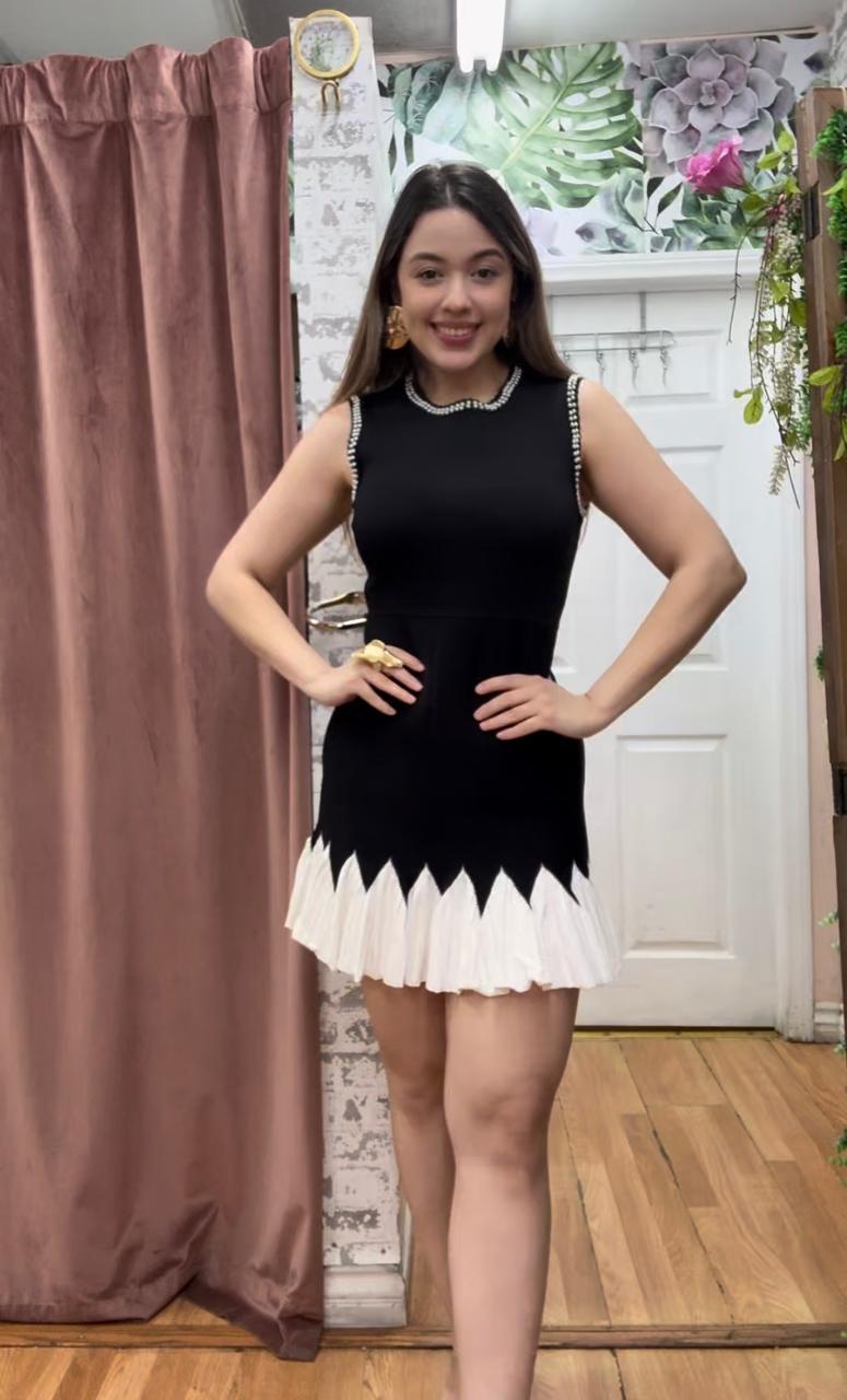 Black & White Flame Hem Dress