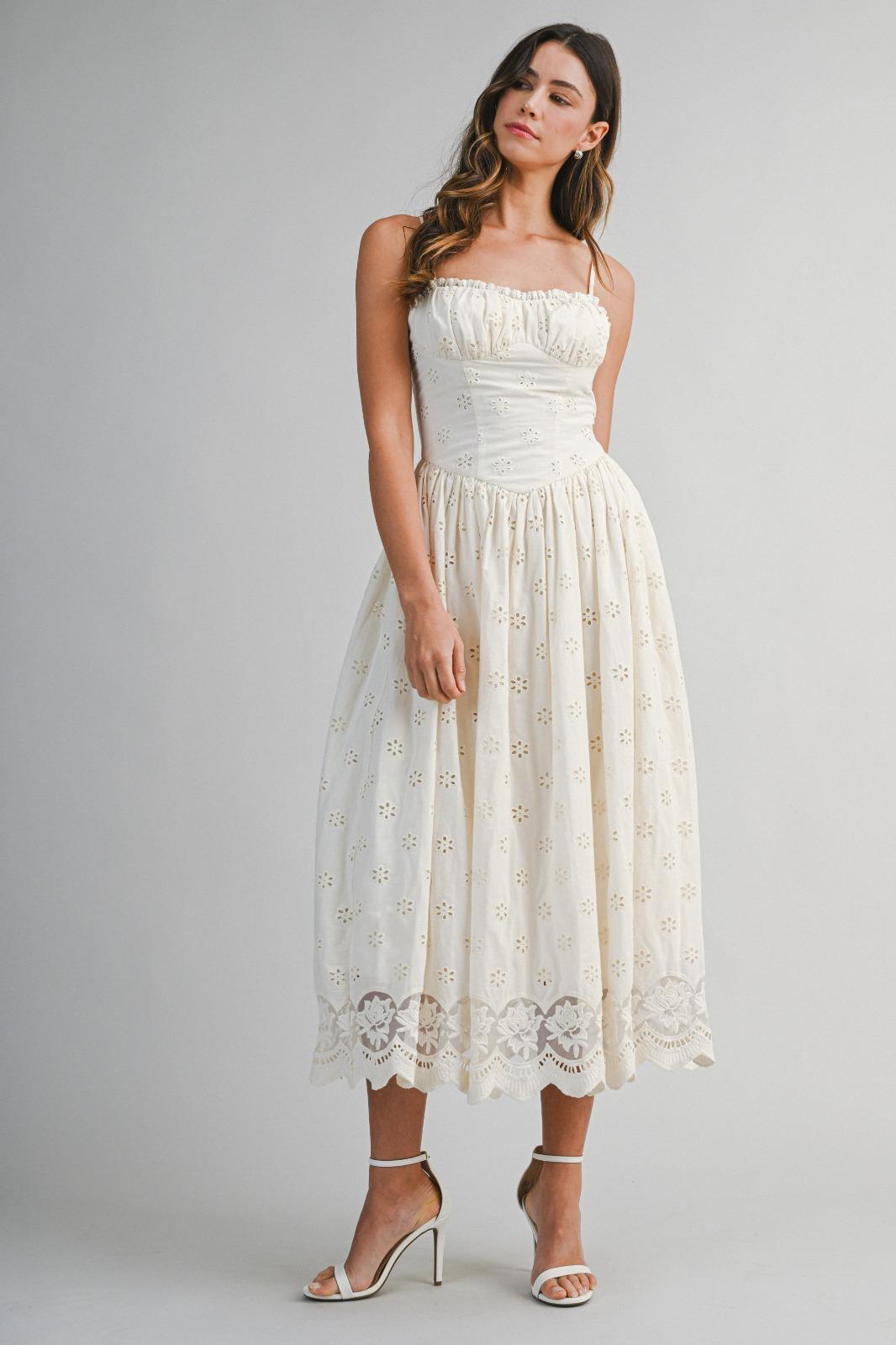 White Garden Broderie Bustier Dress