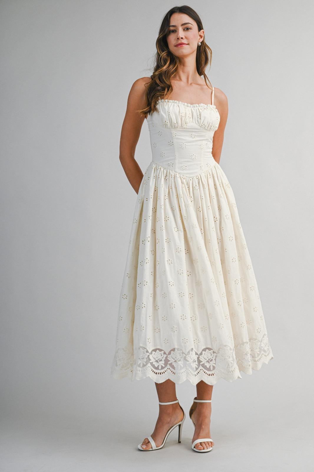 White Garden Broderie Bustier Dress