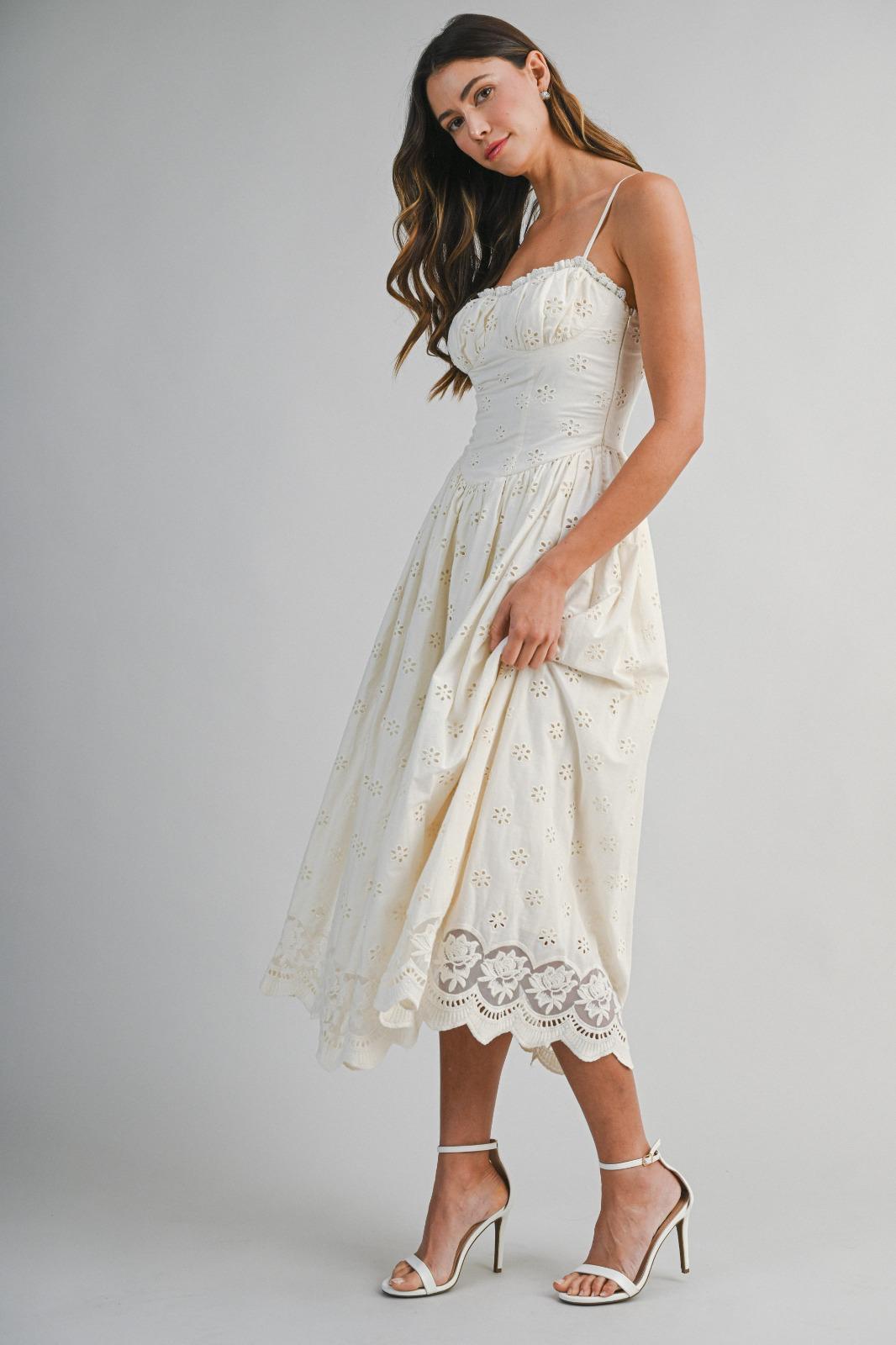 White Garden Broderie Bustier Dress