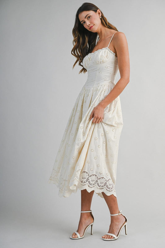 White Garden Broderie Bustier Dress