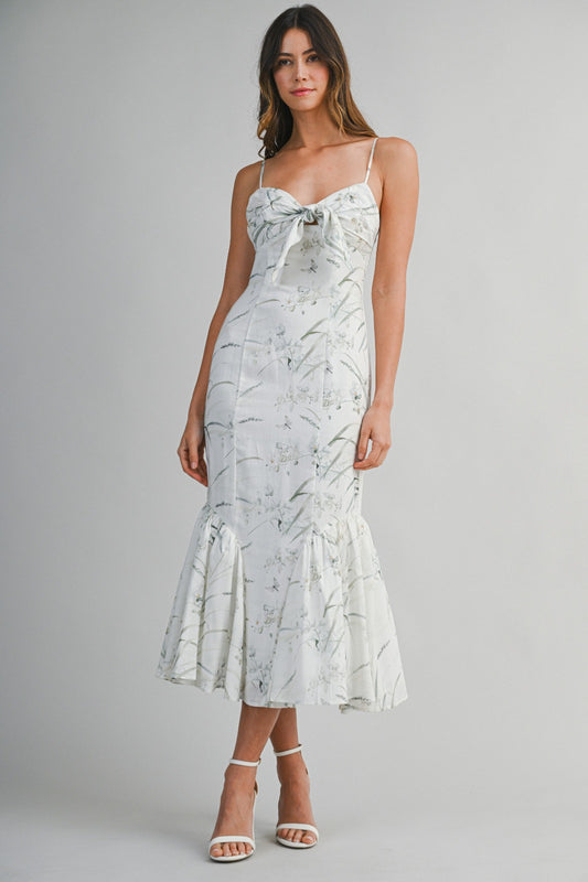 White Garden Bow Fishtail Dress