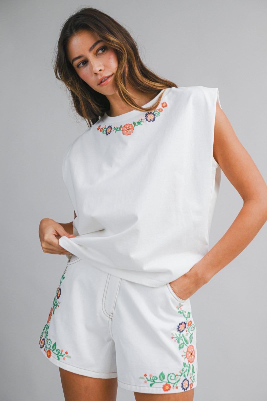 Embroidered White Duo