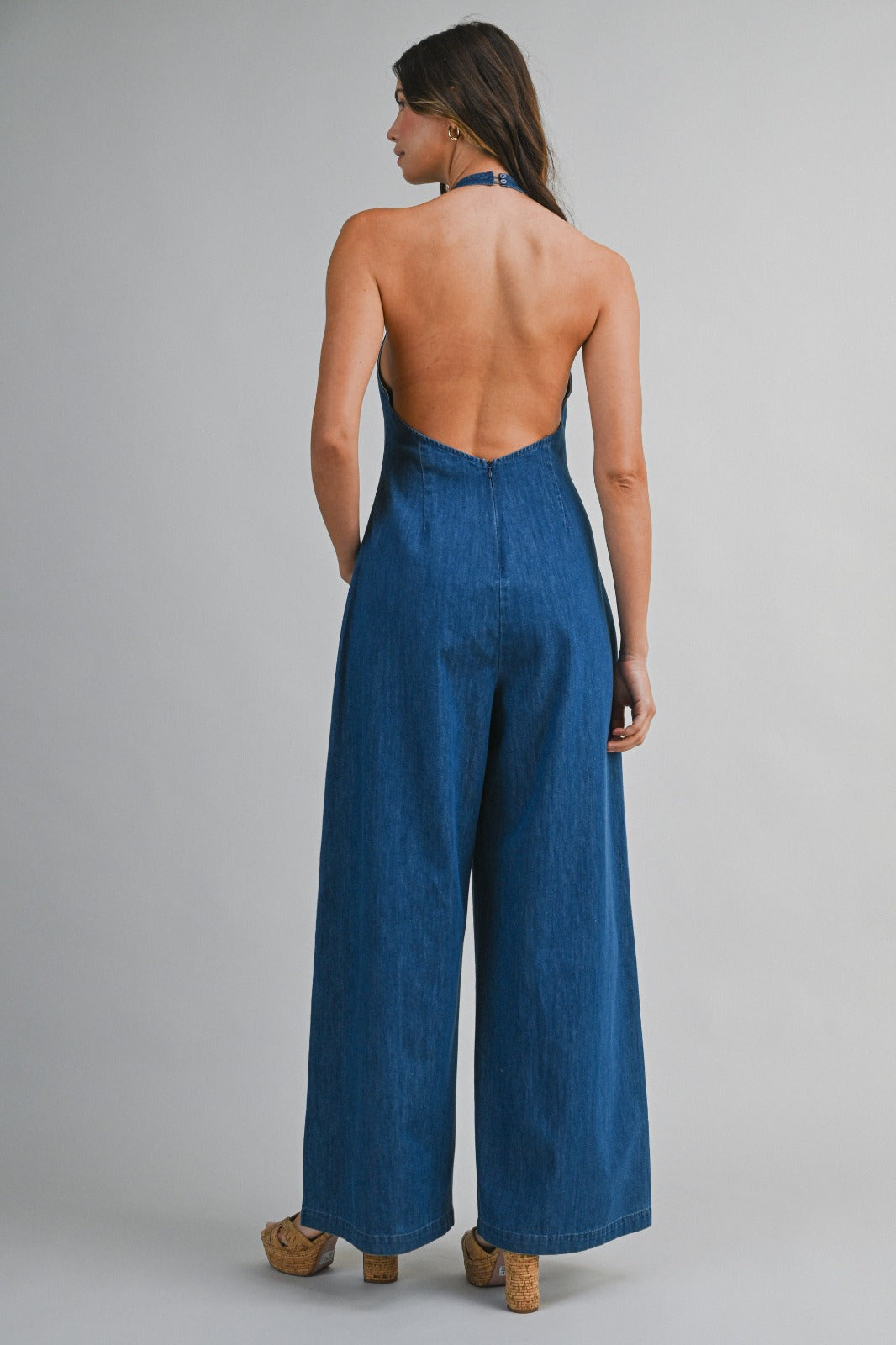 Denim Halter Jumpsuit