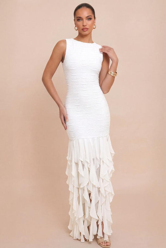 Pure White Ruffle Dress