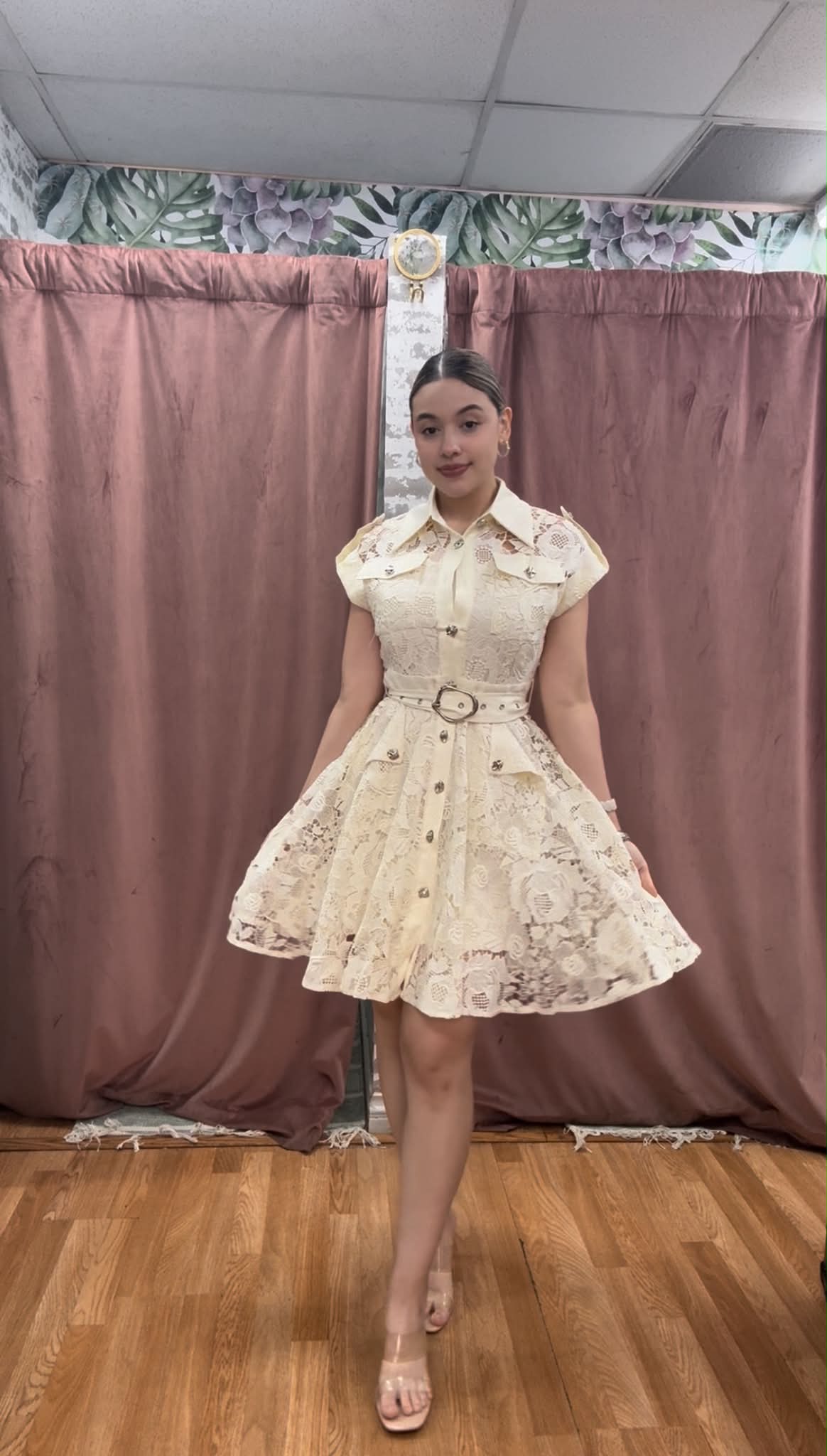 Ivory Lace Safari Dress