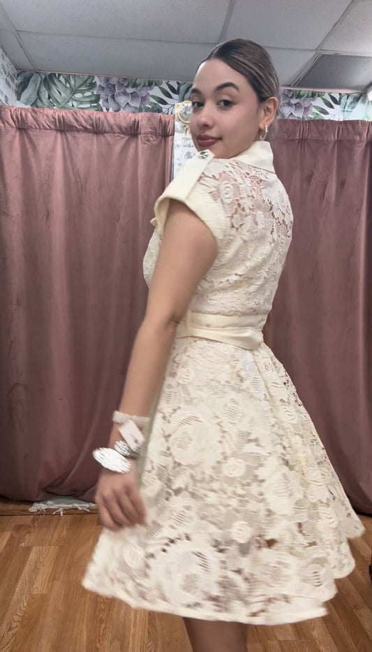 Ivory Lace Safari Dress