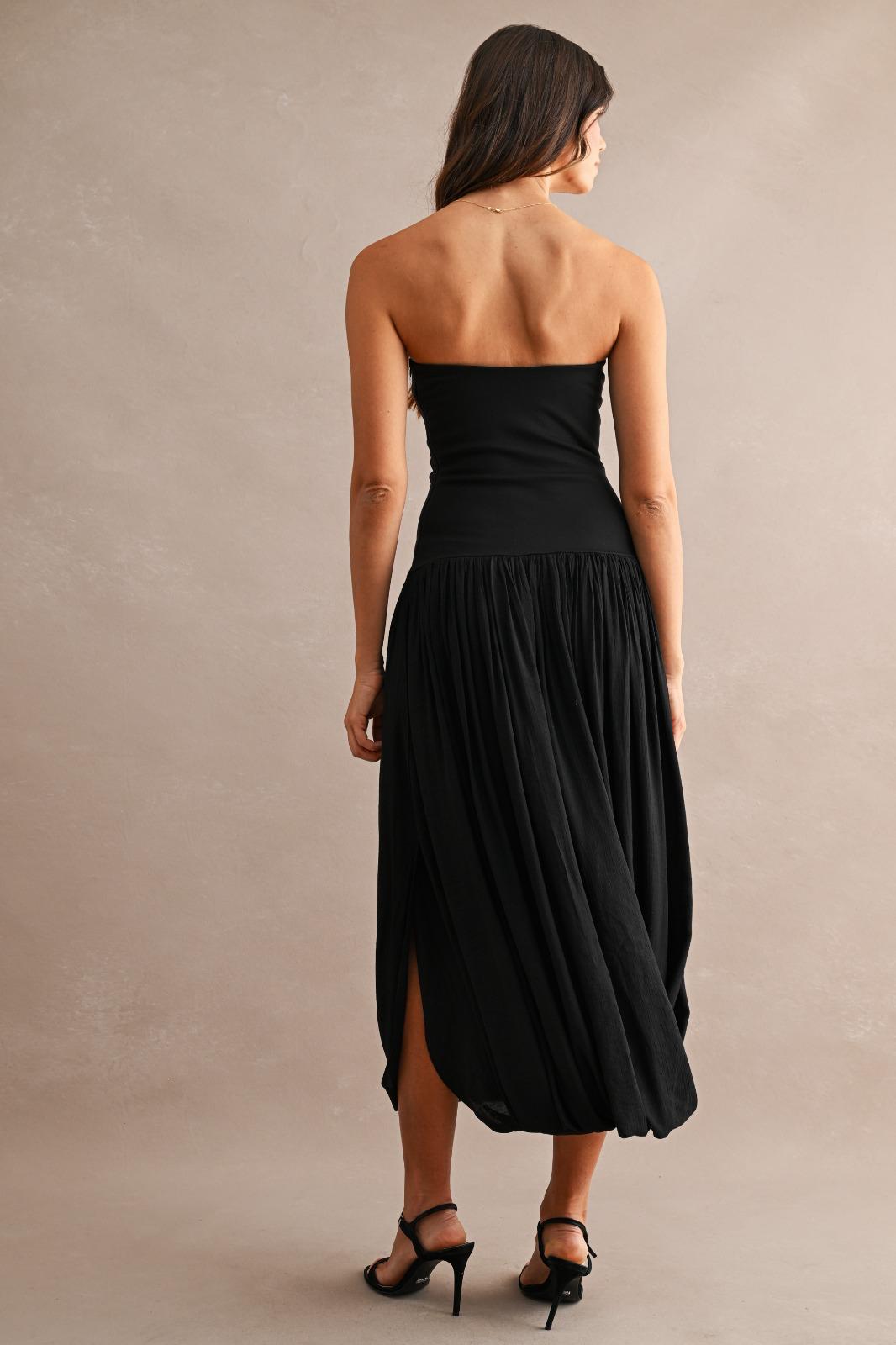 Black Drape Tube Dress